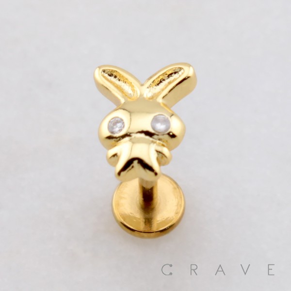 BUNNY CHARM STUD THREADLESS (PUSH IN) 316L SURGICAL STEEL LABRET SET